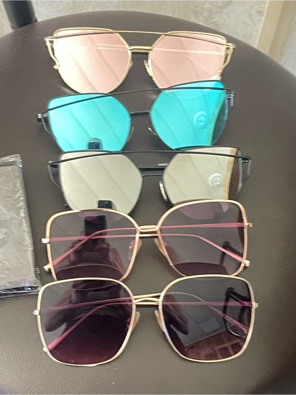 Sojos new 5 pairs Stylish Women’s Oversized Metal Frame Sunglasses - Pink Lenses